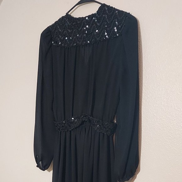 Vintage JT Dress Sequins Shoulders Blouson Dress Size 12 - Picture 4 of 8